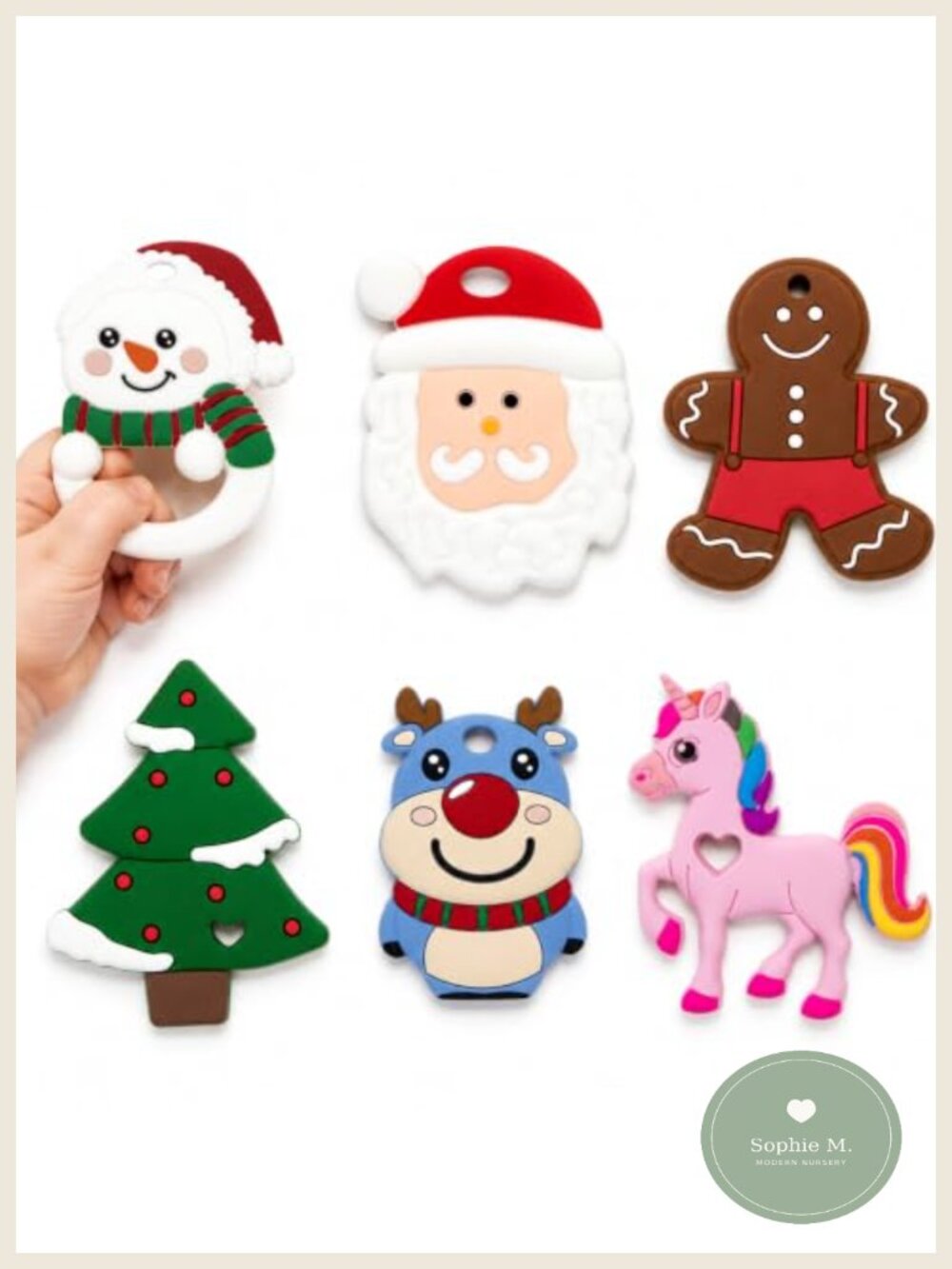 6 Pack Baby Silicone Teething Toys Infant Chew Toy Christmas Gift Set